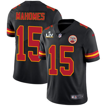 Super Bowl LV 2021 Men Kansas City Chiefs #15 Patrick Mahomes Black  Jersey